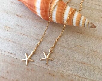 Gold STARFISH Threader Earrings