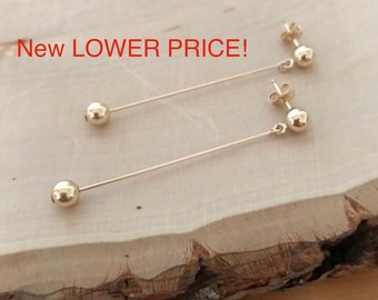 On The Ball 14K Gold Filled or Sterling Silver Drop Earrings - Dainty