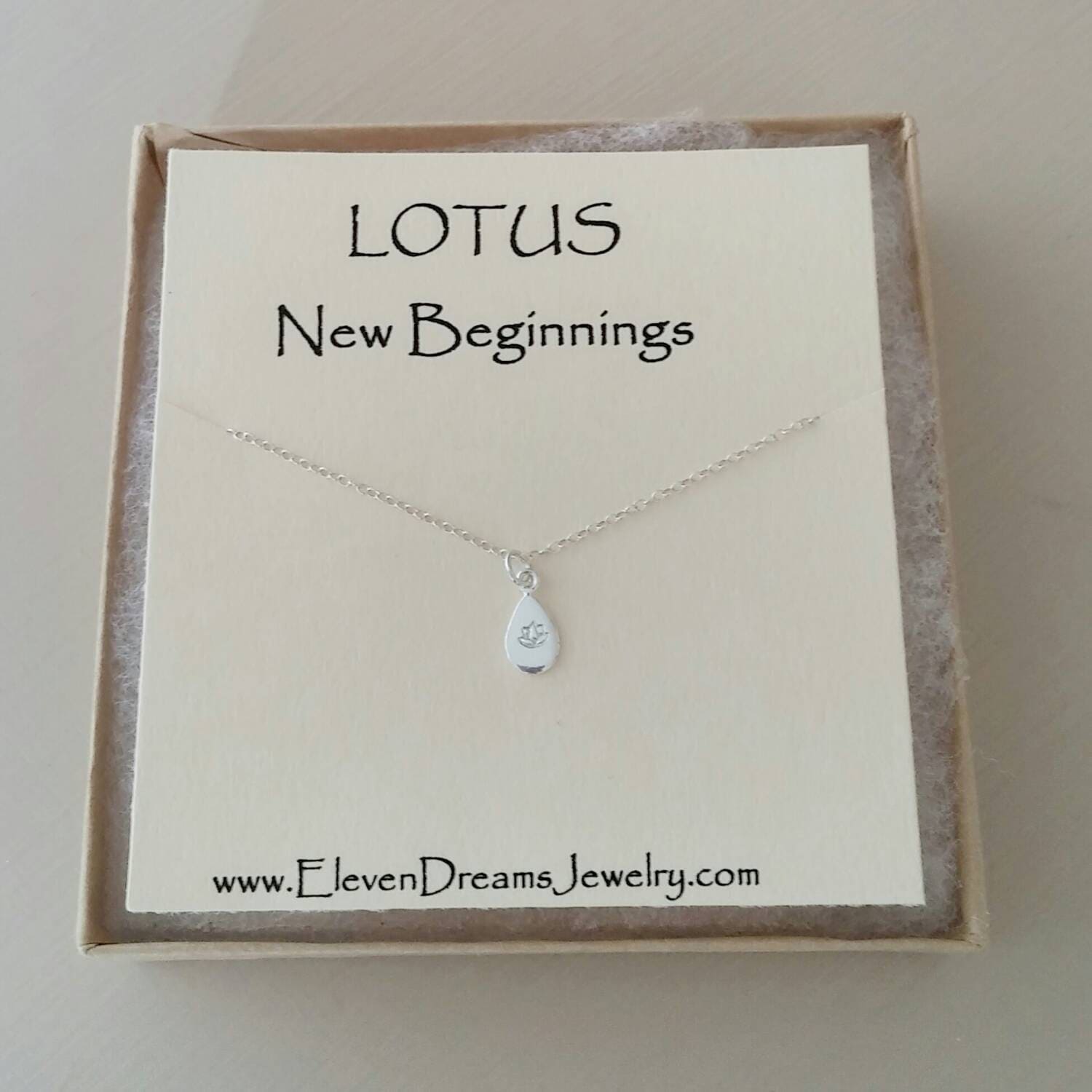 Silver Lotus Charm Necklace. Hand stamped. New Beginnings. | Etsy