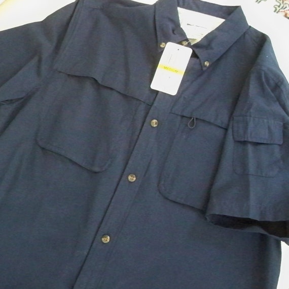 Vintage Men's Navy Short Sleeve Shirt Field and S… - image 1