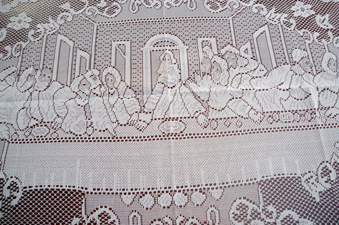Vintage Linens Tablecloth Last Supper Easter Tablecloth 60 x Etsy