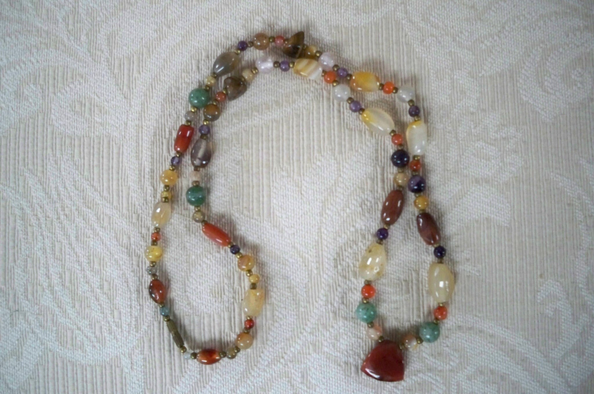 Vintage Jewelry Polished Stone Necklace Multi Color Stone - Etsy UK