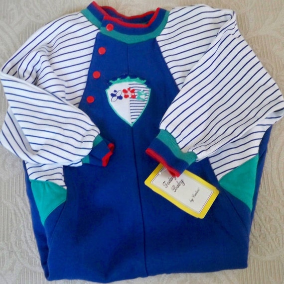 Vintage Baby Boy Jumpsuit Size 24M Carter's Blue … - image 1