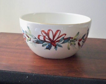 Vintage Holiday Serving Lenox Christmas Bowl Winter Greetings