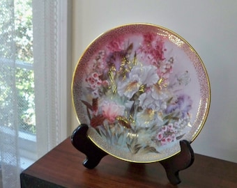 Plato coleccionable vintage de porcelana numerado, raro "Cuarteto Iris" de Lena Liu, 1991