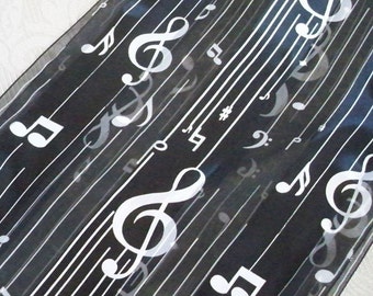 Vintage Accessory Women's Scarf Music Clef Design  Music Lover Scarf