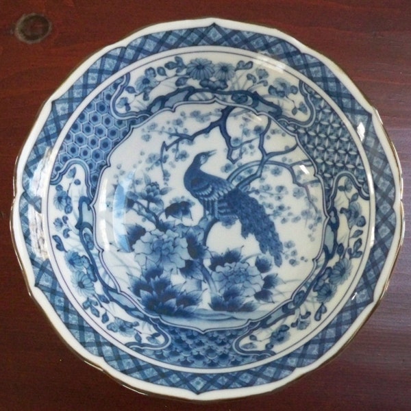 Vintage Home Dining Serving Blue Transfer Ware Asian Design Bowl Hallmarked