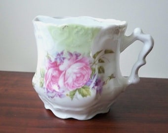 Antique Victorian Men's Porcelain Shaving Mug with Soap Rest
