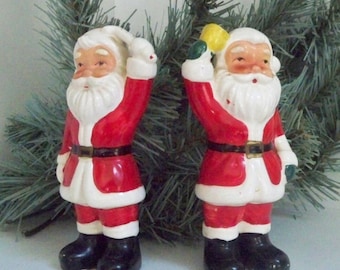 Vintage Holiday Serving Santa Salt and Pepper Shakers Christmas Table Decor Christmas Santa Japan