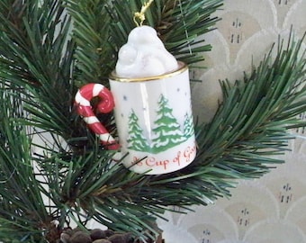Vintage Christmas Tree Lenox Ornament  Holiday Eggnog Mug