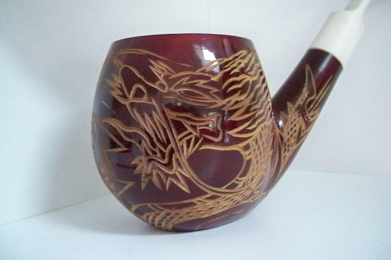 Vintage Collectible Tobacciana Large Carved Pipe