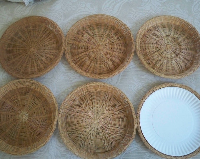 Vintage Straw Paper Plate Holders Set of Six Straw Plate Holders Etsy