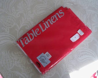 Vintage NOS Dining Table Linens Red Table Cloth Made in USA Holiday Linens
