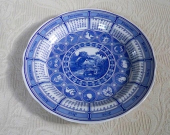 Vintage Home Decor 2002 Calendar Plate Spode Blue Room "English Rural Scene"  Zodiac Signs
