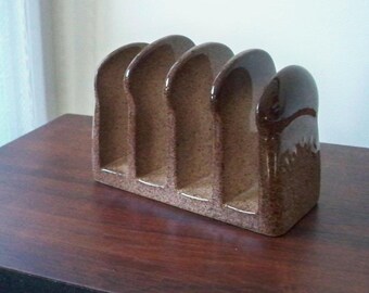 Vintage Serving Brown Ceramic Hovis Toast Rack Breakfast