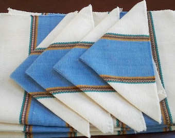 Vintage Dining 4 Luncheon Homespun Style Placemats and Napkins  Set