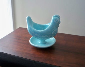 Vintage Dining Serving Aqua Ceramic Egg Cup Chicken Egg Cup