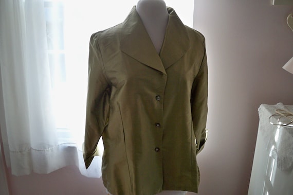 Vintage Women's Clothing Silk Blouse Gold Silk XL… - image 6