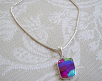 Vintage Jewelry Necklace Choker Charles Albert Art Glass Style Pendant