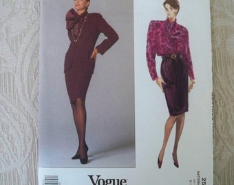 Patrón de costura vintage Vogue Patrón n.° 2539 Chaqueta, falda y blusa para señoritas Tallas 8-10-12