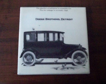 Vintage Drinkware Tile Coaster Dodge Brothers Automobile Advertisement Bar Coaster