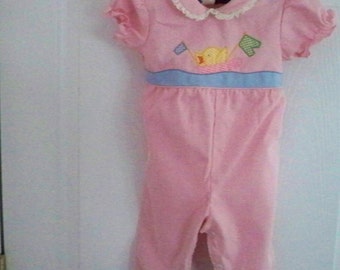 Ropa de bebé, mameluco de rayas rosas para niña, ropa de verano para bebé.