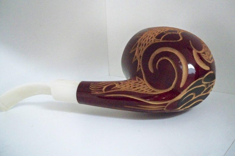 Vintage Collectible Tobacciana Large Carved Pipe