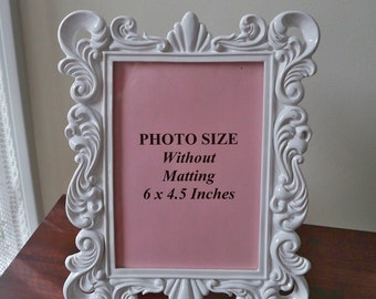 Vintage Home Decor Table Ornate White Photo Frame 6 x 4.5