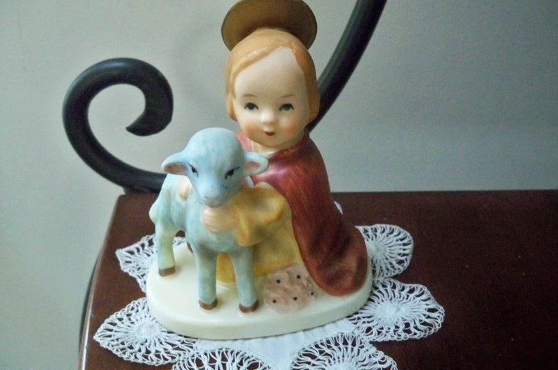 Vintage Collectible Figurine Lefton Young Saint and Lamb Hand Painted