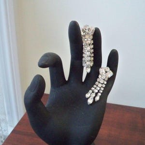 Vintage Jewelry Rhinestone Dangle Clip-on Earrings  Glam Wedding Prom