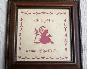 Vintage Art Home Decor Wall Hanging Little Girl Cut Paper Picture