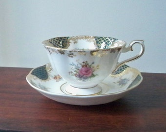 Vintage Fine Bone China Teacup and Saucer Made in England Royal Albert "Cleopatra" Empress Series