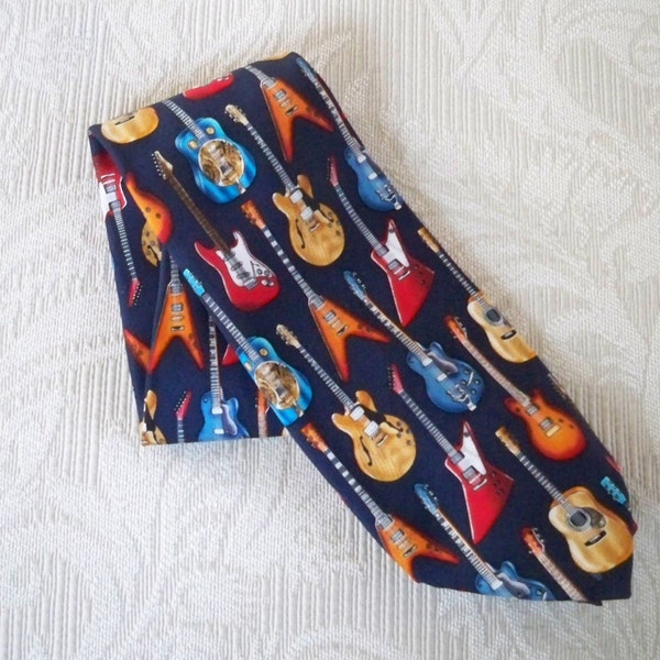 Vintage Accessory Silk Necktie Musical Guitar Utopia Music Necktie