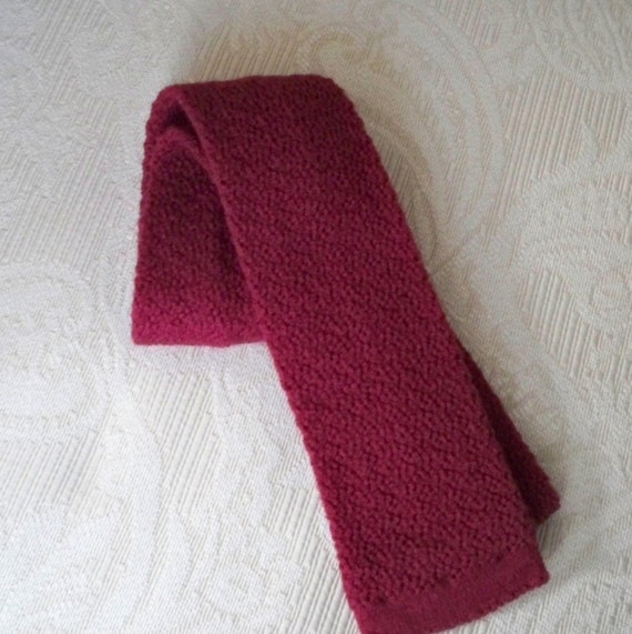 Vintage Accessory Necktie Dark Red Maroon Crochet… - image 4