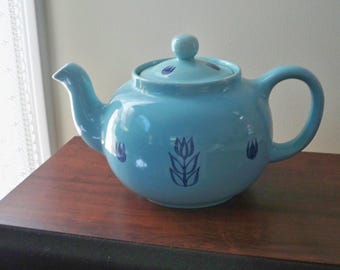 Vintage Serving Teapot Cronin Aqua Blue USA 1950's
