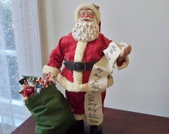 Vintage Christmas Collectible Clothtique Possible Dreams 1992 Santa Gift Bag and List