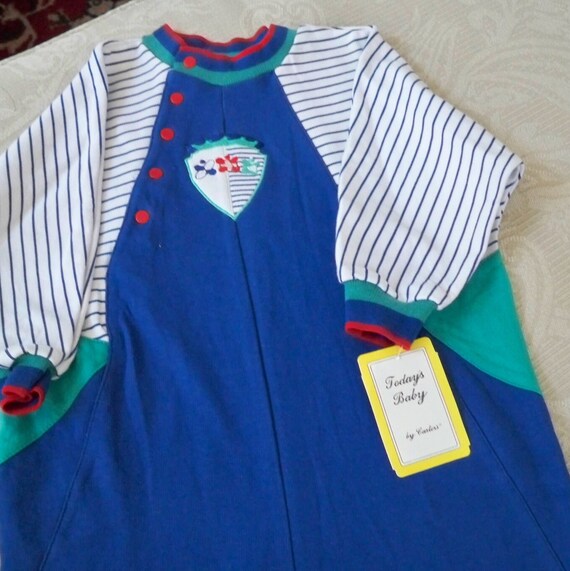 Vintage Baby Boy Jumpsuit Size 24M Carter's Blue … - image 6