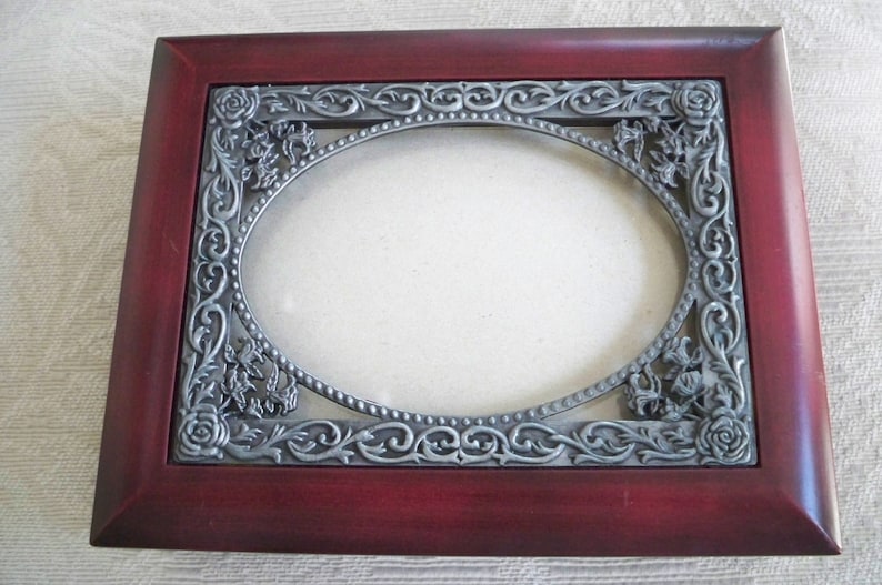 Vintage Wood Trinket Box Picture Frame Hinged Lid Etsy