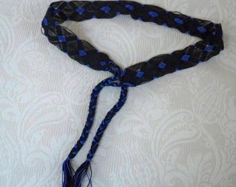 Vintage  Womens Accessory Large Woven Black Blue Belt  Women's Belt