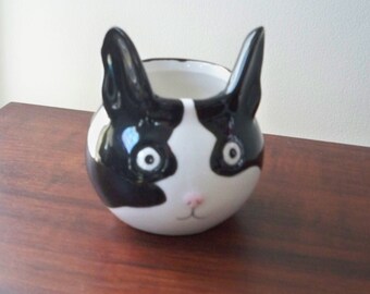 Vintage Home Ceramic Indoor Small Black Cat Planter