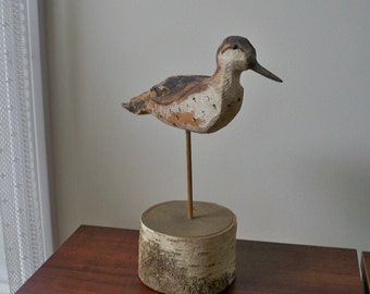Vintage Art Scupture Hand Carved Bird Spotted Sandpiper Hallmarked