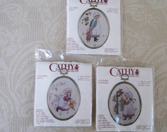 Craft Supplies Counted Cross Stitch Three Colonial Kits Cathy Needlecraft