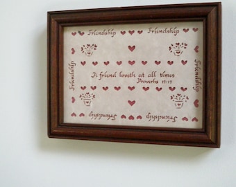 Vintage Art Home Decor Friend's Wall Hanging Friendship Cut Paper Picture