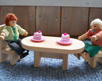 Miniature Doll House Pretend Play Wood Boy and Girl Table Chairs Ryan's Room
