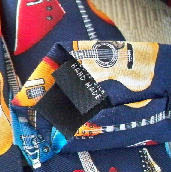Vintage Accessory Silk Necktie Musical Guitar Uto… - image 5