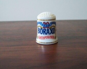 Vintage Porcelain Thimble Boraxo Bath Powder Country Store Series 1980