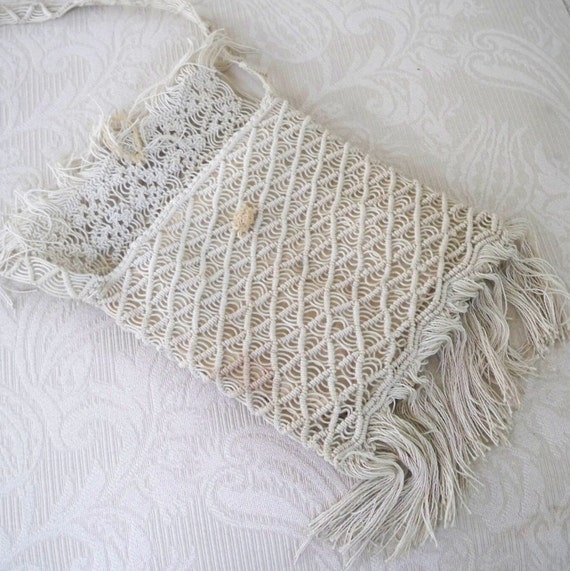 Vintage Bag Macrame Shoulder Bag Hippy Bo Ho Summ… - image 4