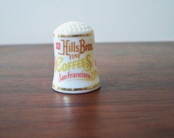 Vintage Porcelain Thimble Hills Bros Coffee Country Store Series 1980
