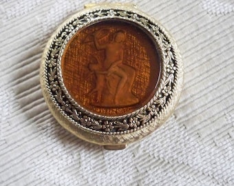 Vintage Max Factor Women's Compact Artemis and Cupid Collectible Powder Compact Circa 1950 - 1960