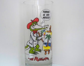 Vaso vintage de cocodrilo para servir, coleccionable de artista de Florida "El Florigator", fabricado en Francia en 1988. Navegación.